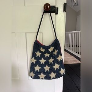 Knit American Flag Sack Bag Summer Red White and Blue